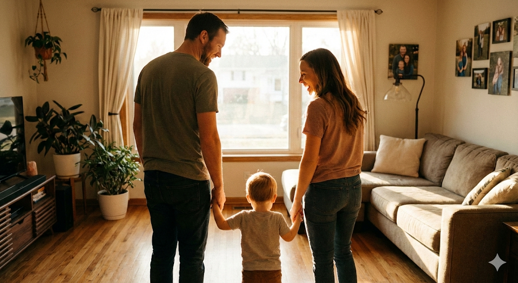 아빠의 커다란 손과 아기의 작은 손이 서로 맞닿아 있는 감성적인 클로즈업 사진