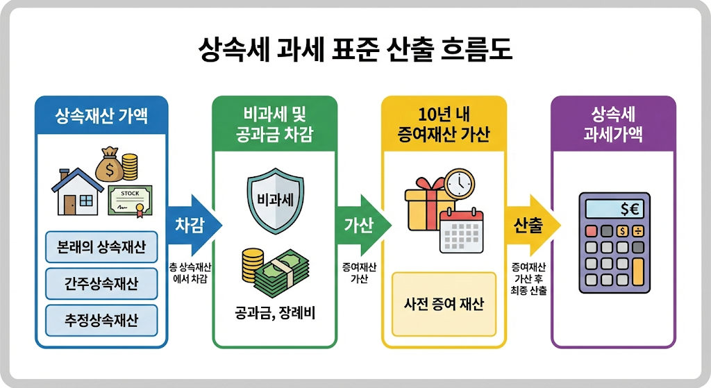 상속세 산정 시 시가로 인정되는 다양한 평가 방법의 우선순위를 보여주는 다단 구조 인포그래픽.